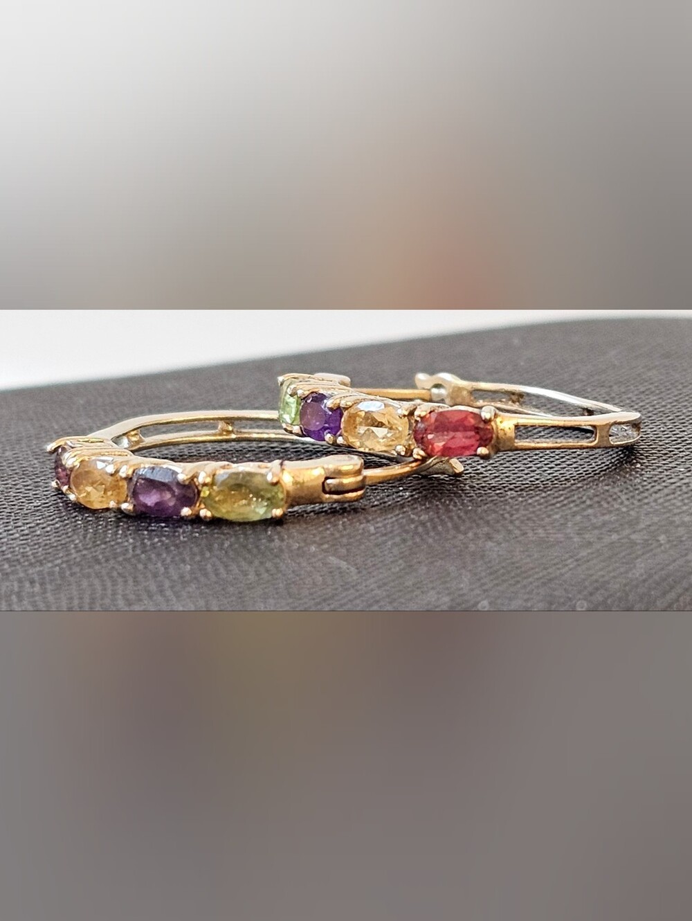925 STERLING SILVER Gold Dipped Multi Gem Medium Hoops